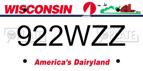 922WZZ Wisconsin License Plate