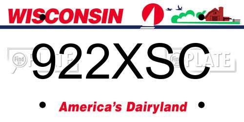 922XSC Wisconsin License Plate