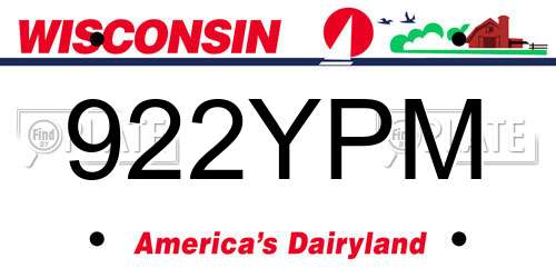 922YPM Wisconsin License Plate