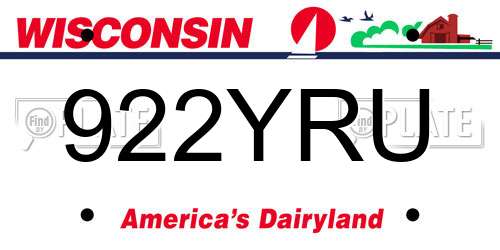 922YRU Wisconsin License Plate