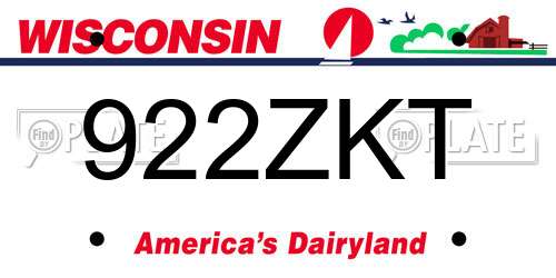 922ZKT Wisconsin License Plate