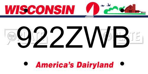 922ZWB Wisconsin License Plate