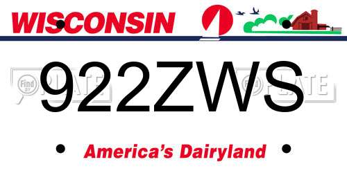 922ZWS Wisconsin License Plate