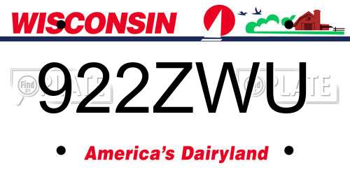 922ZWU Wisconsin License Plate