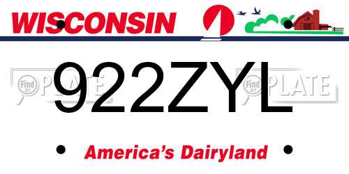922ZYL Wisconsin License Plate