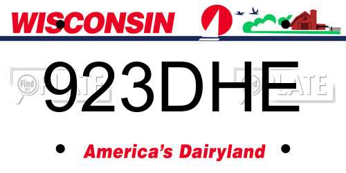 923DHE Wisconsin License Plate