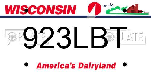 923LBT Wisconsin License Plate