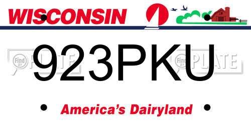 923PKU Wisconsin License Plate