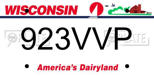 923VVP Wisconsin License Plate