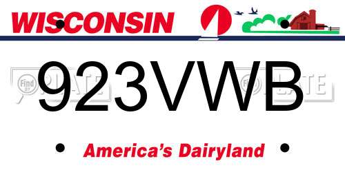 923VWB Wisconsin License Plate
