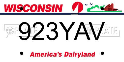923YAV Wisconsin License Plate
