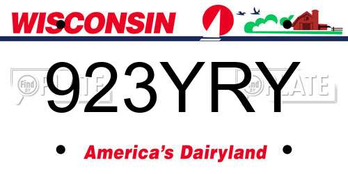 923YRY Wisconsin License Plate
