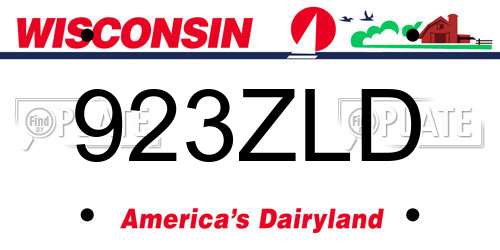 923ZLD Wisconsin License Plate