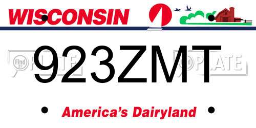 923ZMT Wisconsin License Plate