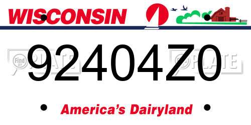 92404Z0 Wisconsin License Plate
