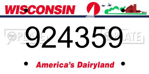 924359 Wisconsin License Plate