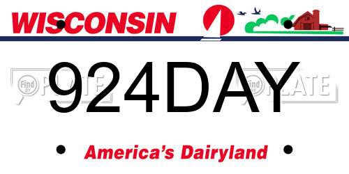 924DAY Wisconsin License Plate