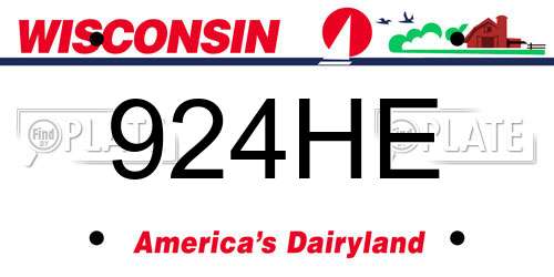 924HE Wisconsin License Plate