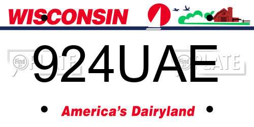 924UAE Wisconsin License Plate