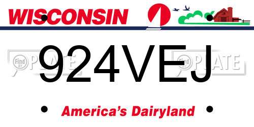 924VEJ Wisconsin License Plate