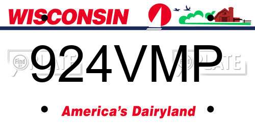 924VMP Wisconsin License Plate