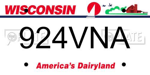 924VNA Wisconsin License Plate
