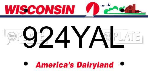 924YAL Wisconsin License Plate
