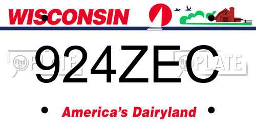924ZEC Wisconsin License Plate