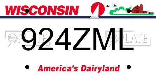 924ZML Wisconsin License Plate