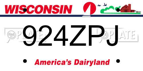 924ZPJ Wisconsin License Plate