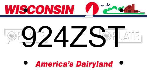 924ZST Wisconsin License Plate