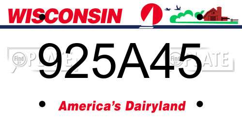 925A45 Wisconsin License Plate