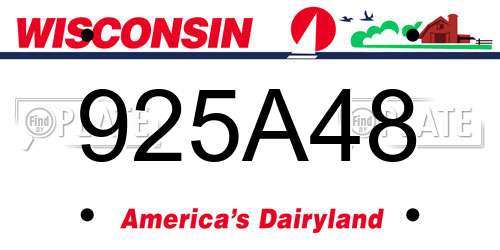 925A48 Wisconsin License Plate