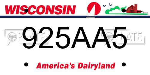 925AA5 Wisconsin License Plate