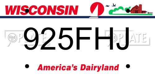 925FHJ Wisconsin License Plate