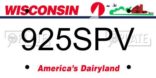 925SPV Wisconsin License Plate