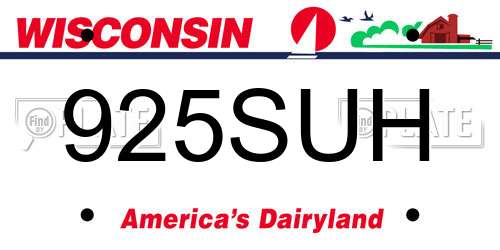 925SUH Wisconsin License Plate
