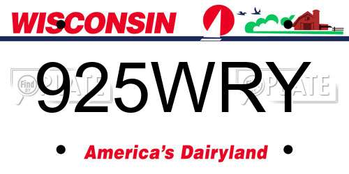 925WRY Wisconsin License Plate