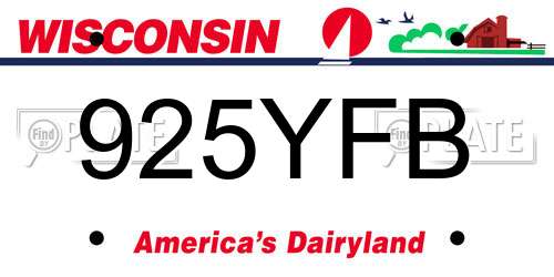 925YFB Wisconsin License Plate