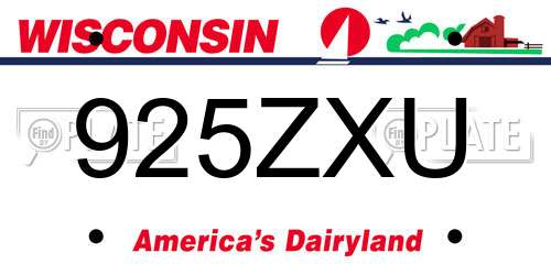 925ZXU Wisconsin License Plate