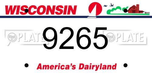 9265 Wisconsin License Plate
