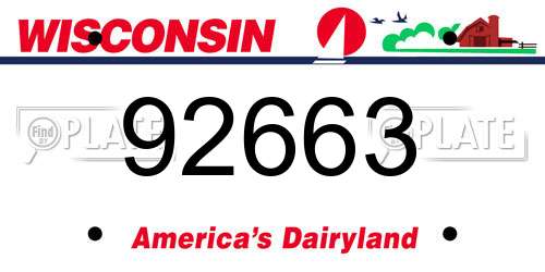 92663 Wisconsin License Plate