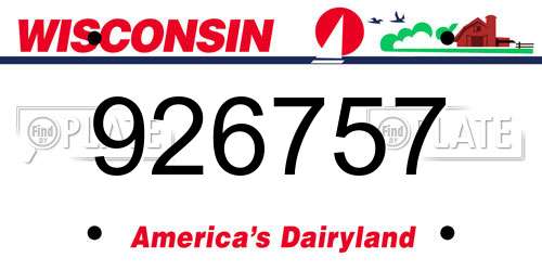 926757 Wisconsin License Plate