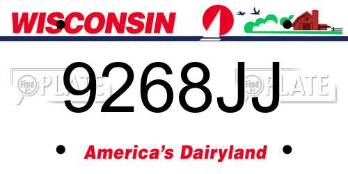 9268JJ Wisconsin License Plate