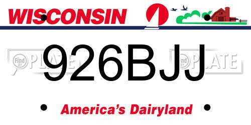926BJJ Wisconsin License Plate