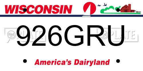 926GRU Wisconsin License Plate