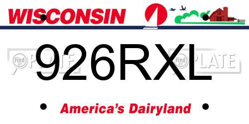 926RXL Wisconsin License Plate