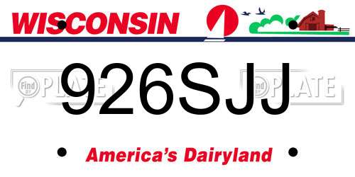 926SJJ Wisconsin License Plate