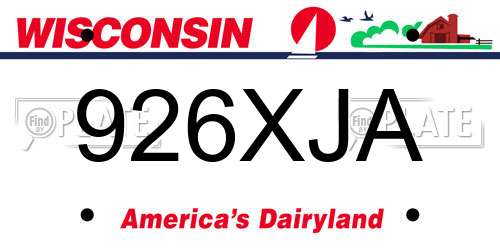 926XJA Wisconsin License Plate