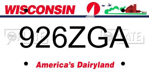 926ZGA Wisconsin License Plate